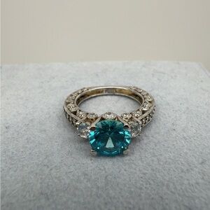 Elegant Blue Topaz and Sterling Silver Women's Ring